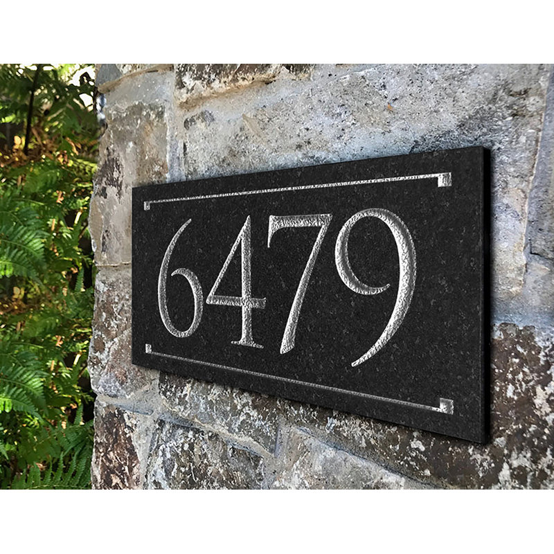 Plaque d'adresse rectangulaire 1 ligne gravée Trajan, Argent, Oui
