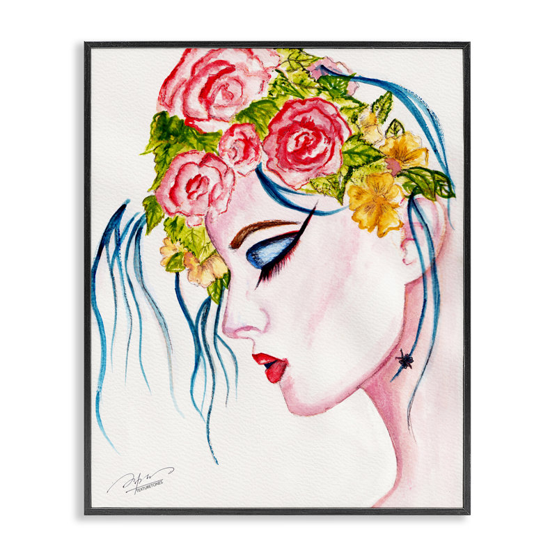 Giclée abstraite féminine élégante, conçue par Texturetones, H 14 po x l 11 po, Giclée encadrée noir minuit