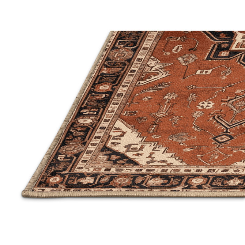Tapis brun lavable à la machine, Rond 6 pi