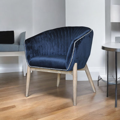 Fauteuil 28 po en velours bleu et brun
