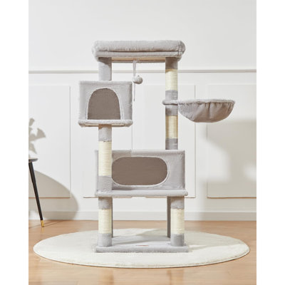 Cat Tree,48.8-Inch Cat Tower For Indoor Cats,2 Luxurious Cat Condo With Adjustable Large Hanging Baskets And Large Luxurious Perch MS029LM