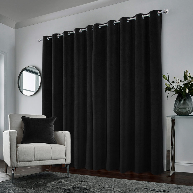 Aimien Blackout Curtain Pair, Black, 229cm Width x 274cm Drop
