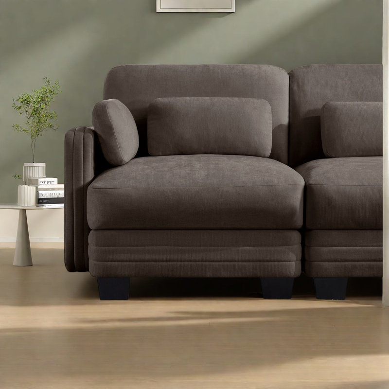 Canapé modulaire à compression en chenille brun pour la maison