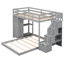 Lit superposé simple au-dessus d'un lit double gris - Comprend des tablettes à 3 niveaux, des tiroirs et des tablettes de rangement avec escalier pour maximiser l'espace dans la chambre à coucher