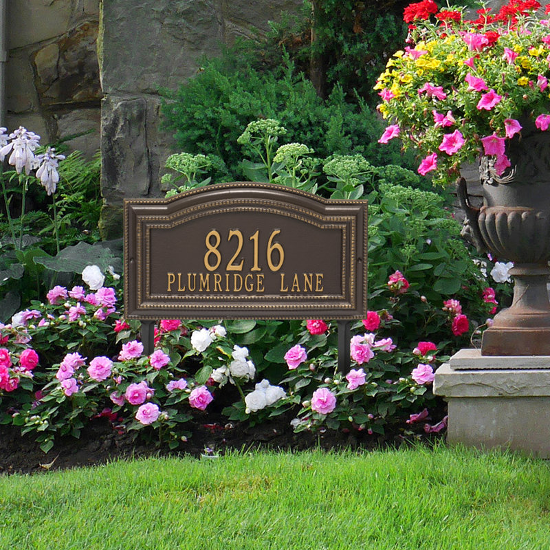 Signature Series 2-Line Lawn Address Sign, Bronze, Gold, Yes
