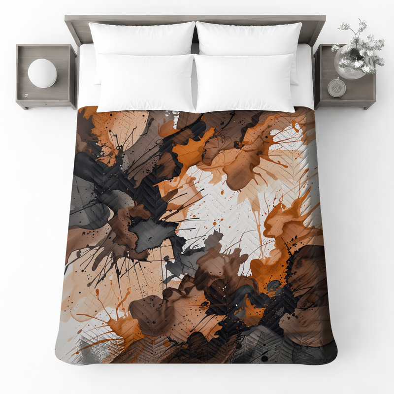 Abstract Paint Splatter Quilted Bedspread All Sizes, Twin