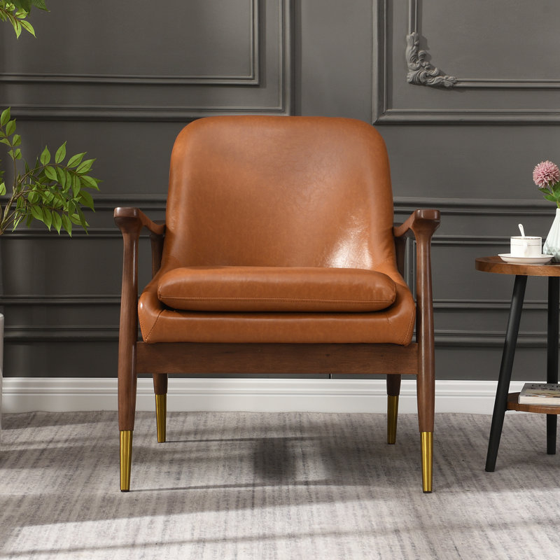 Latitude Run® Faux Leather Accent Chair with Cushioned Seat - Wayfair ...