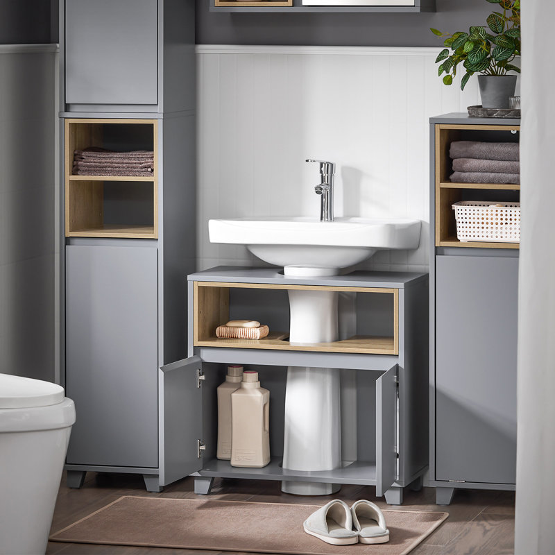 Arthor 70cm Single Bathroom Vanity Base Only, Gray
