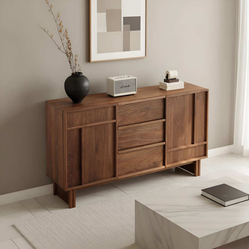 Buffet de rangement multifonctionnel en bois massif, H 33,07 po x l 55,11 po x P 17,32 po
