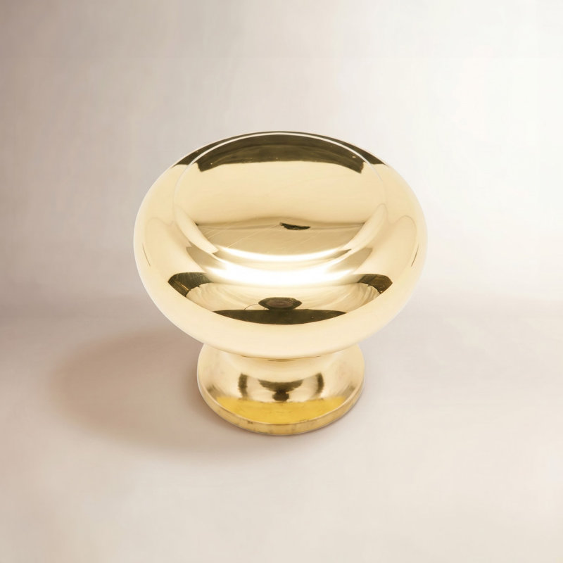 Hollow Plain 1 1/4" Diameter Mushroom Knob CK Series, Polished Brass
