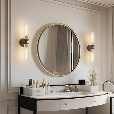 2 Pcs Wall Sconces Modern Wall Light Fixtures Black+Copper