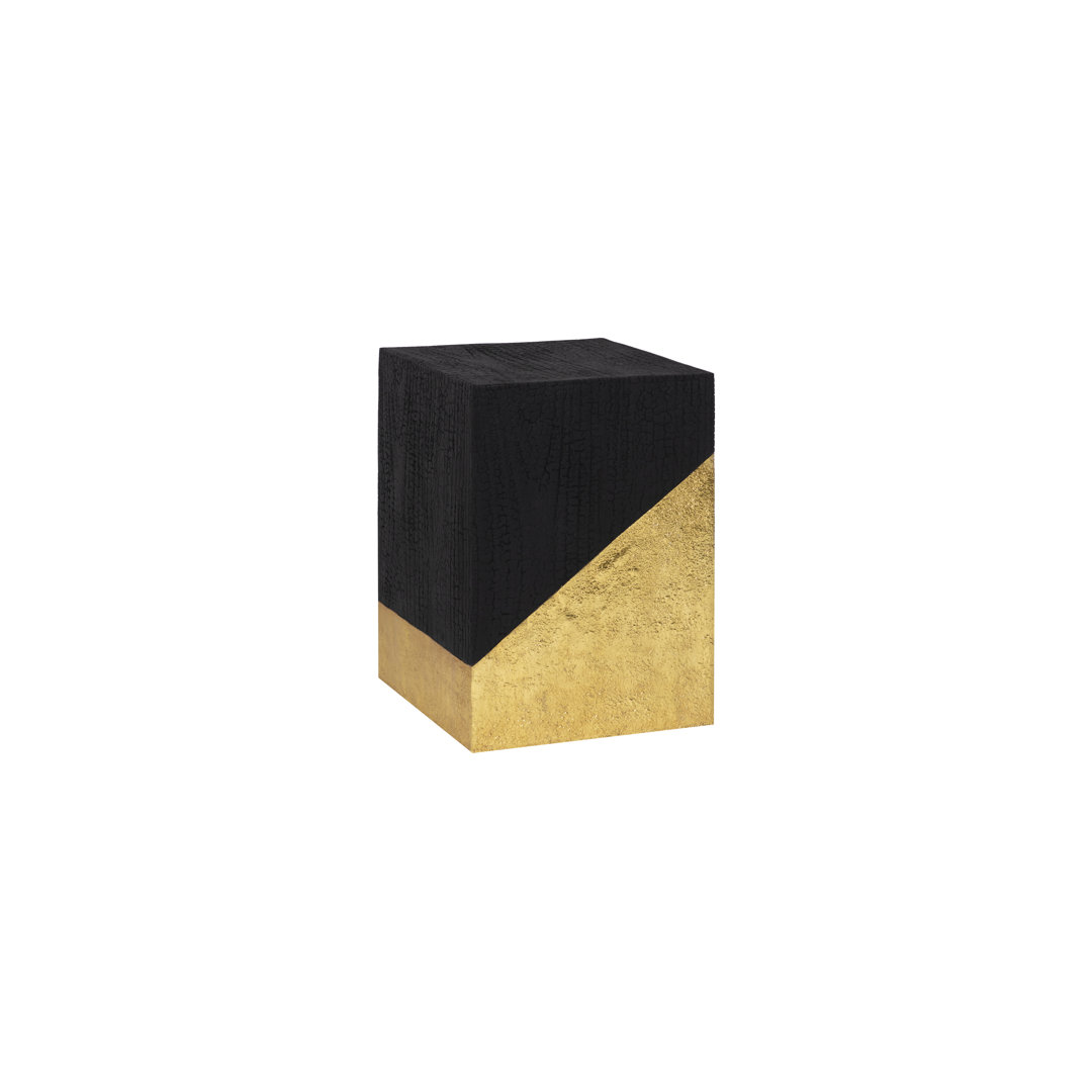 Scorched Side Table Black And Gold Leaf Phillips Collection