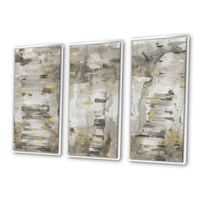 The Modern Gray Forest II - Farmhouse, ensemble d'art mural sur toile encadrée, 3 pièces