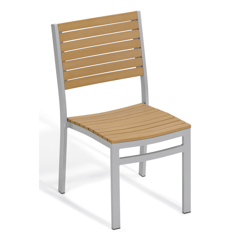 Travira Stacking Patio Dining Side Chair, Tekwood Natural, Flint
