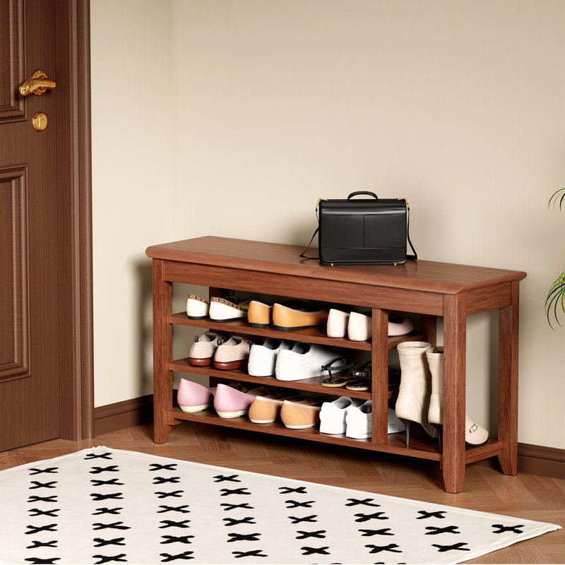 Porte-chaussures 100% en bois massif avec porte avant, banc à chaussures en bois massif, 550 livres, porte d'entrée, couloir, range-chaussures avec espace pour les bottes