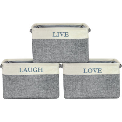 Panier en tissu «Love, Live, Laugh»