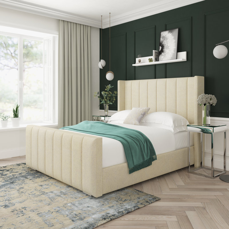 Aspen Wool Upholstered Ottoman Bed Frame, Cream, Small Double (4')