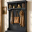 Arbre d'entrée Lisson avec armoire de rangement, crochets à manteaux doubles, banc à chaussures et 2 tablettes de présentation-133416252