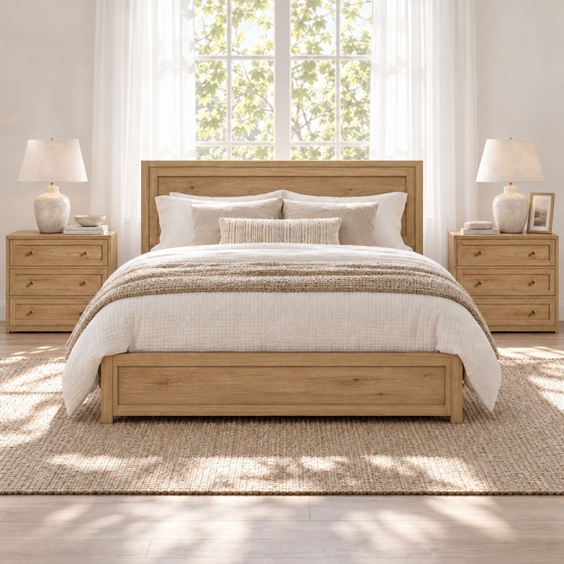 76.2 cm W Bedside Table, Natural Oak