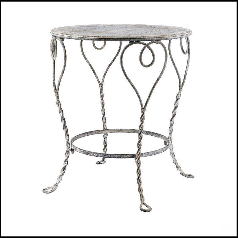 Charmante table d'appoint ronde en fer 26X26x30