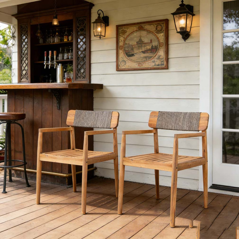 Chaise de patio, Gris, teck