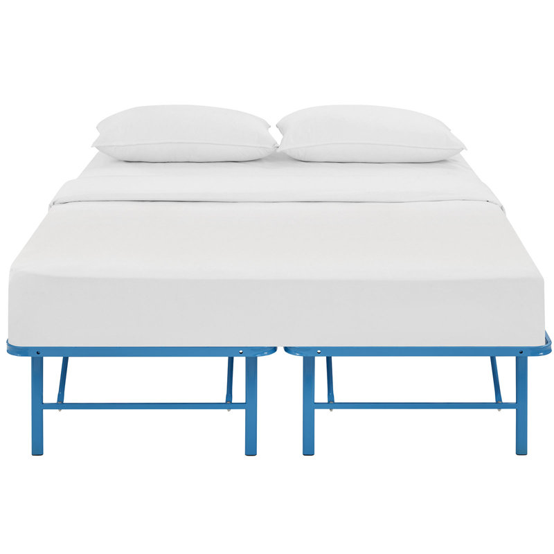 Horizon Full Light Blue Stainless Steel Metal Bed Frame with Slats