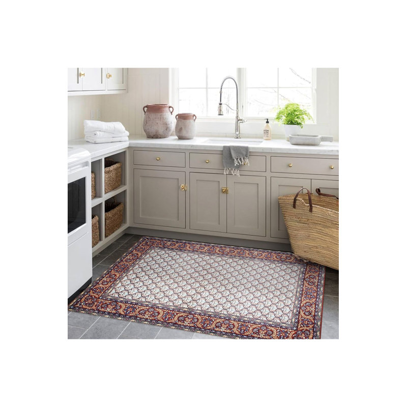 Tapis décoratif lavable à la machine multicolore, Rectangle 3 pi 3 po x 4 pi 11 po