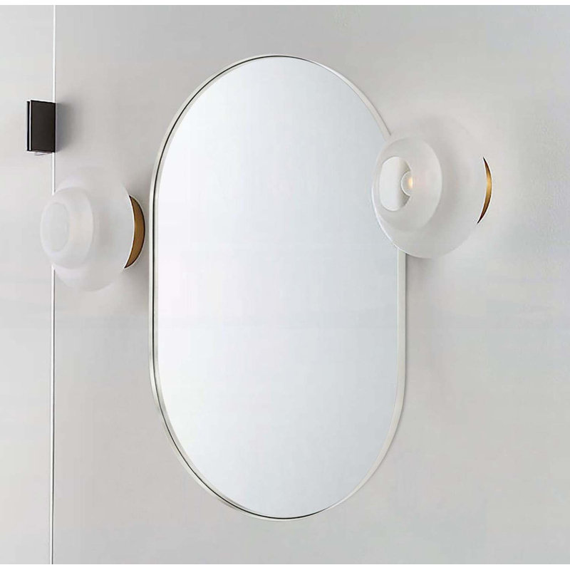 Élégant miroir ovale en métal, Argent argent, 33 po x 20 po