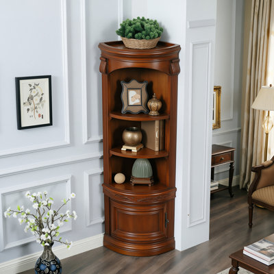 Armoire de coin 74,02 po en bois massif brun de style américain