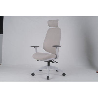 Chaise de bureau ergonomique avec appui-tête et dossier en filet, siège d'ordinateur haut avec dossier et accoudoirs réglables et hauteur, chaise de travail confortable avec coussin épais