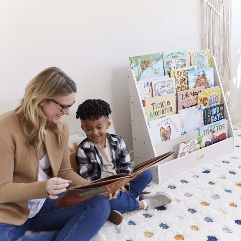 White Birch Wood Kids' Freestanding Book Display with Storage