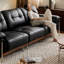 Black Genuine Leather Standard Sofa cushion Threeseat-808530149