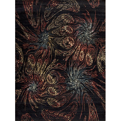 Whimsical Hand Knotted Wool Abstract Area Rug