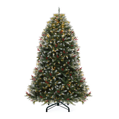 6 Ft Pre-Lit Frosted Green Artificial Christmas Tree