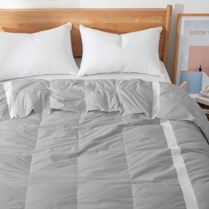 Édredon léger 75% duvet, Très grand lit, Gris