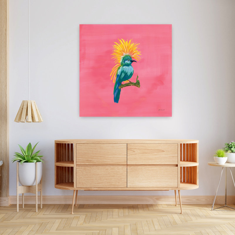 Oiseaux du paradis III, art tropical, H 36 po x l 36 po