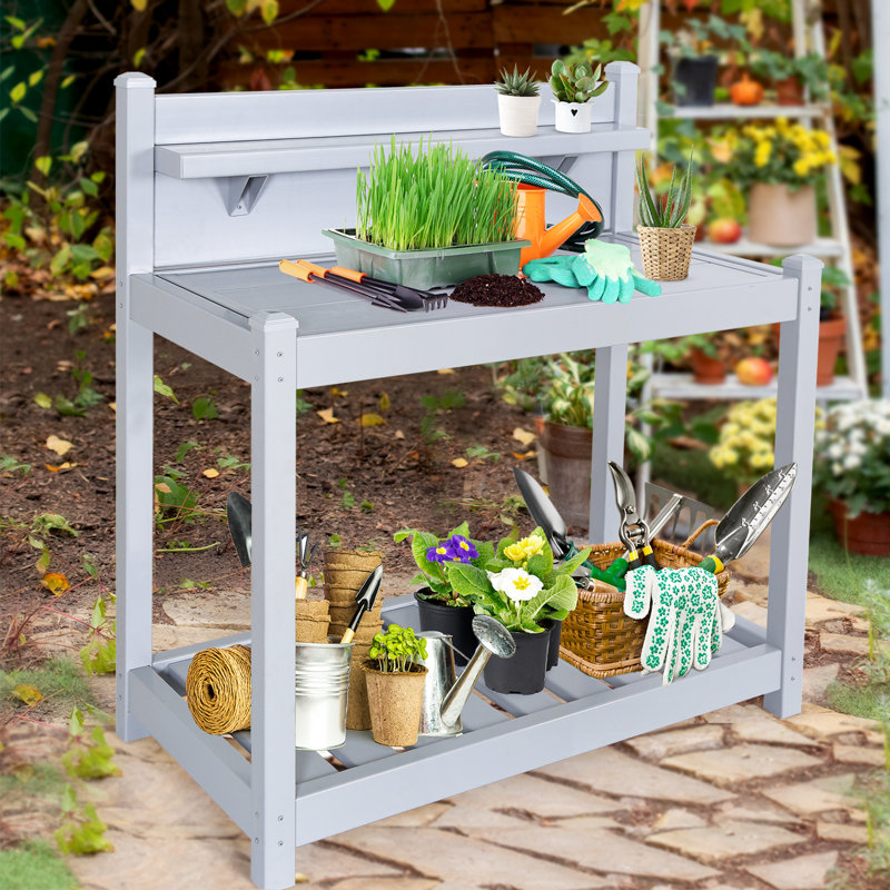 Table de jardin en vinyle, Gris
