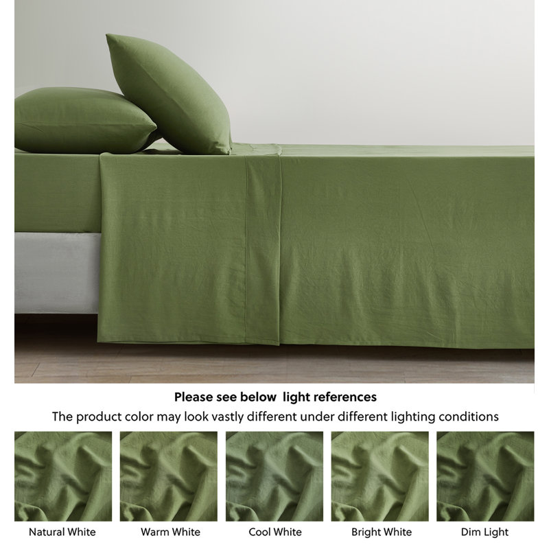 Olive Green Queen Microfiber Deep Pocket 4-Piece Sheet Set