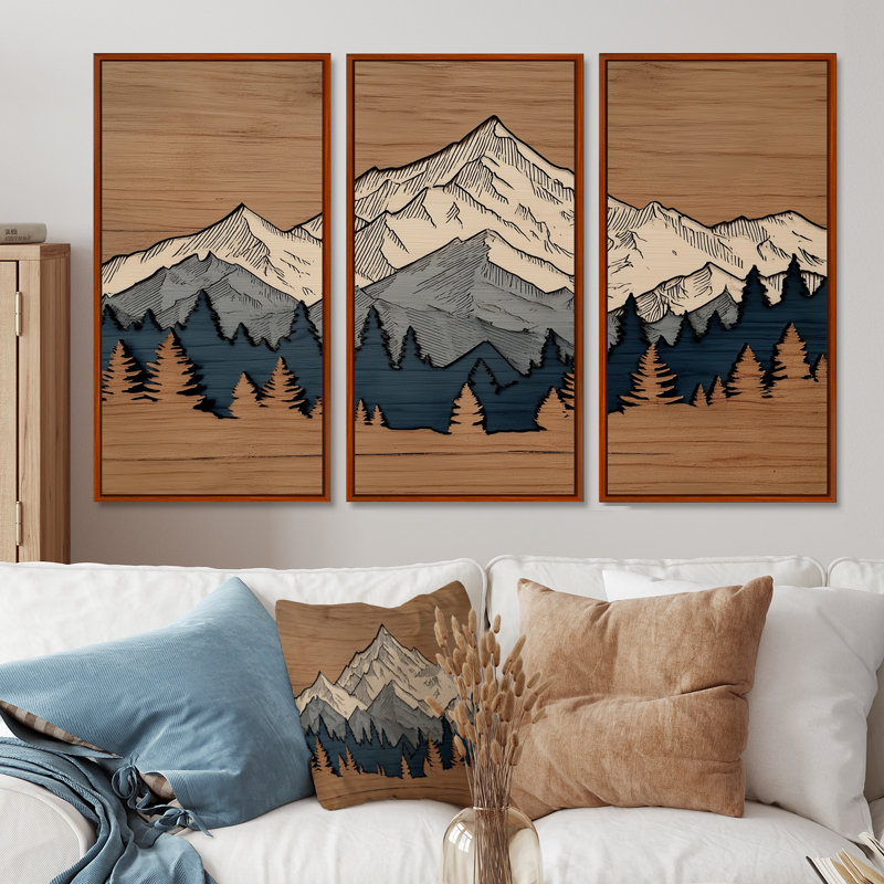 Blanc et brun, ensemble de décorations murales montagnes berbères du Maroc, H 40 po x l 60 po, Brun