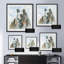 Ours noir sur bleu - Reproduction encadrée sur papier-368198289
