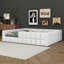 Lit tapissier en laine, structure de lit de jour doux avec garde-corps pour chambre d'enfants adultes-131080972