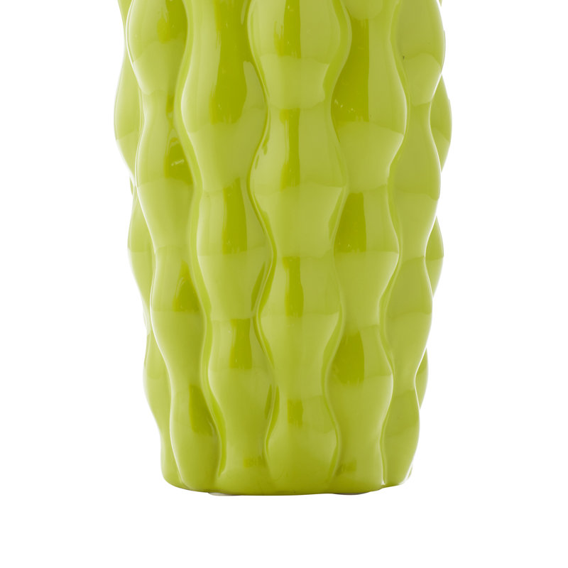 Coastal Charm 18" Trumpet Ceramic Vase Trio in Yellow, Orange, and Green
