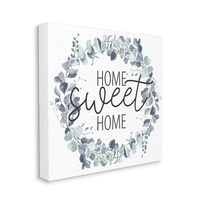 " Home Sweet Home Greeting Blue Green Eucalyptus Plant Wreath " by Kim Allen
