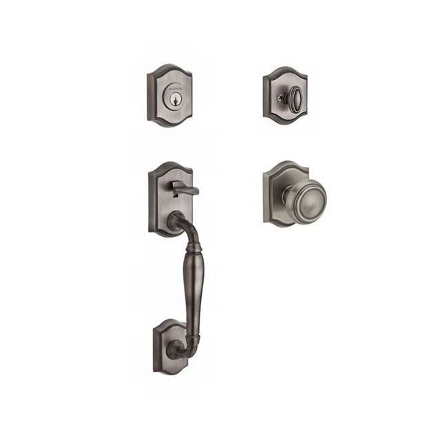 Westcliff Handleset with Single Cylinder Deadbolt and Door Knob and Rosette, Yes, Polished Brass, Keyed Alike