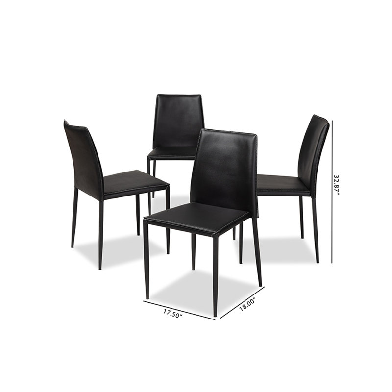 Chaise de salle à manger rembourrée Senecal, Noir