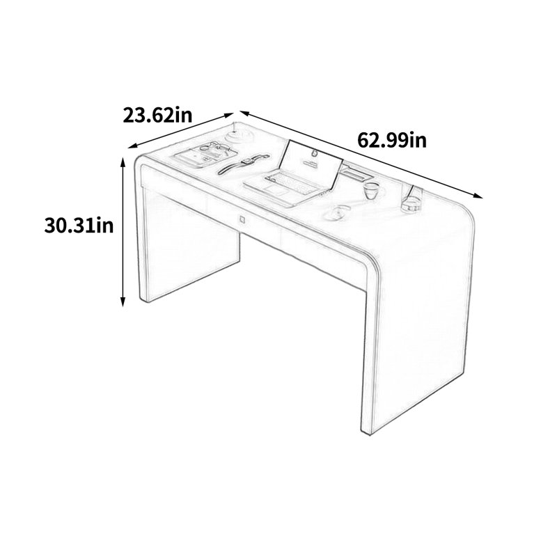 Stylish Luxury Desk, 30.31" H x 62.99" W x 23.62" D