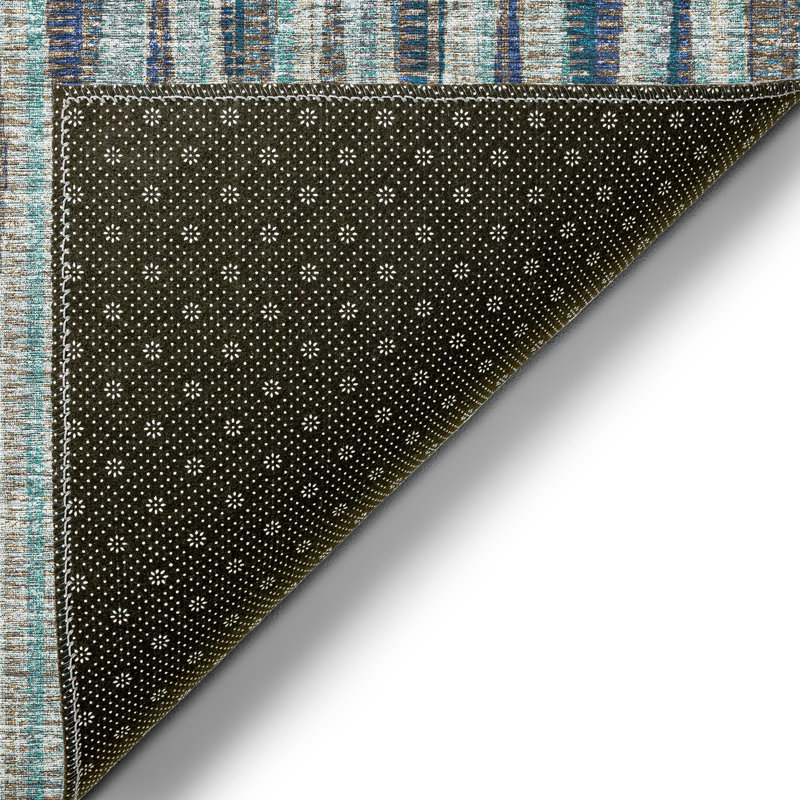 Tapis intérieur / extérieur en polyester tissé à la machine Thera bleu / gris, Rectangle 8 pi x 10 pi