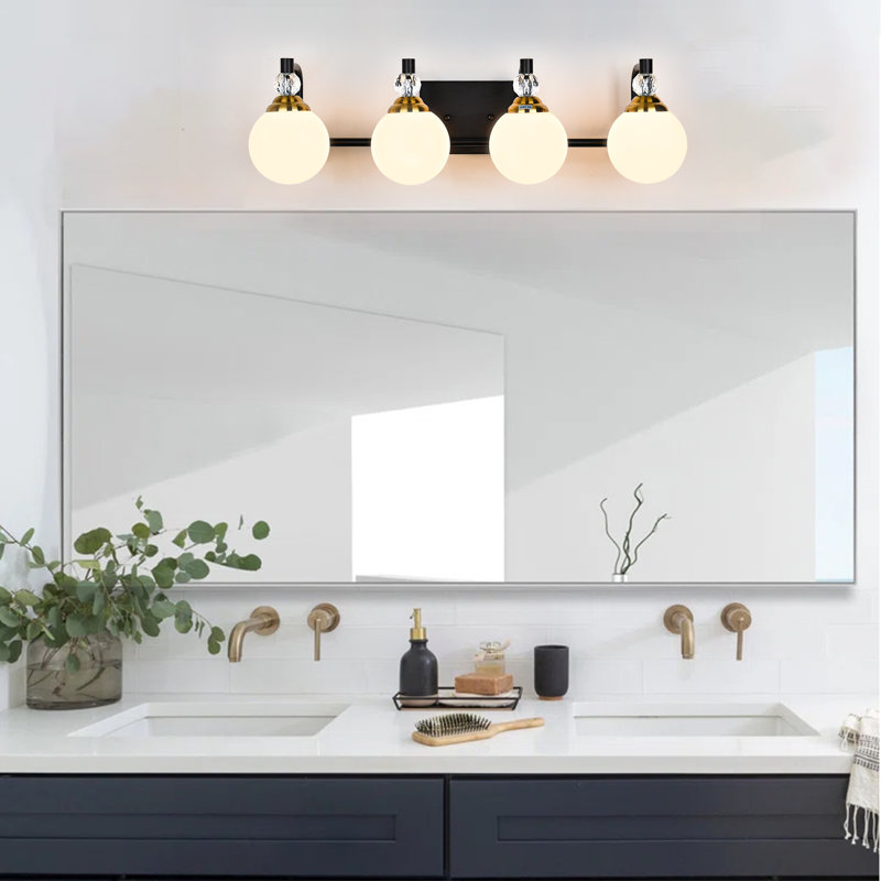 Luminaire de meuble-lavabo de salle de bain avec abat-jour en verre blanc opale, 4