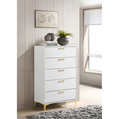 White Rectangular 5-Drawer Chest