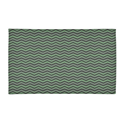 Tapis à chevrons ondulés vert/brun foncé